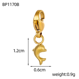 Golden stainless steel dolphin pendant charm with lobster clasp 1.2cm x 0.6cm