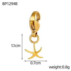 Golden lobster clasp charm with a small starfish pendant for DIY jewelry making
