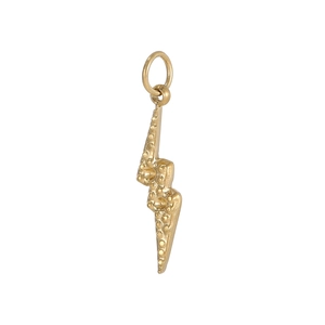 Textured gold lightning bolt pendant in stainless steel with grainy surface finish