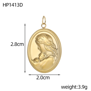 Detailansicht des goldenen ovalen Medaillons mit Relief und präzisen Größenabmessungen