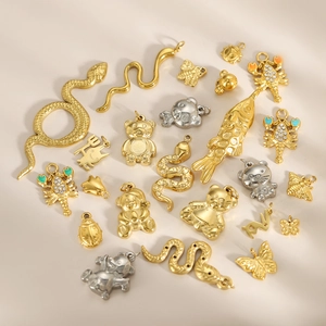 Polished stainless steel animal charms featuring gold and silver bear butterfly and bee shapes