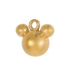 DIY golden stainless steel mouse head pendant with polished finish for jewelry making
