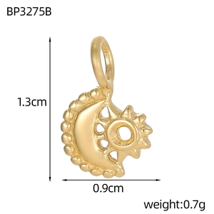 Goldener Edelstahl Halbmond und Sonne Anhänger, Höhe 1.3cm und Breite 0.9cm für DIY Schmuck