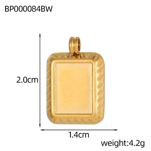 Detailed view of golden rectangular pendant showing dimensions and textured matte finish