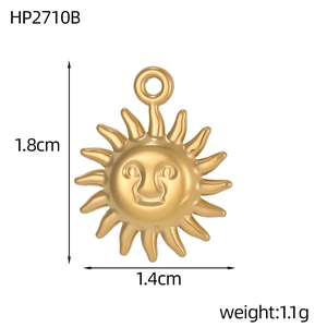 Detailansicht des 1,8 cm goldenen Sonnenanhängers mit Maßangaben und Gewichtsdaten