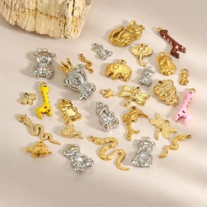 Pendentifs animaux en acier inoxydable girafe ours et libellule pour création de bijoux