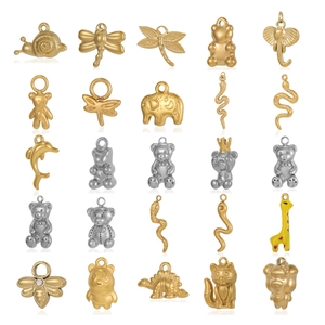 Pendentifs animaux en acier inoxydable pour création de bijoux avec libellule et girafe