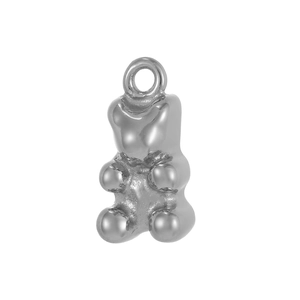 Pendentif ours poli en acier inoxydable pour bijoux DIY et colliers personnalisés