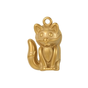 Pendentif renard minimaliste en or mat avec bélière pour la création de bijoux