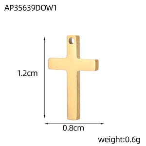 Détail du pendentif croix en acier inoxydable doré de 1,2cm avec dimensions et poids
