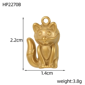 Détails du pendentif renard doré avec dimensions de 2,2cm de hauteur et poids de 3,8g