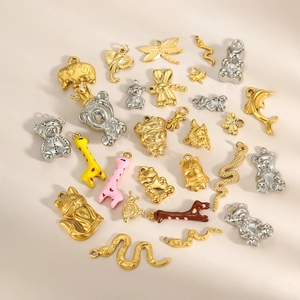 Pendentifs Animaux en Acier Inoxydable pour Création de Bijoux DIY Plaqué Or Argent Ours Éléphant Libellule Renard Accessoires Femmes
