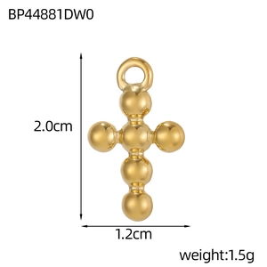 Polierter goldener Perlenkreuz-Anhänger, Maße 2,0 cm x 1,2 cm bei 1,5 g Gewicht