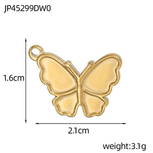 Detailed view of a golden butterfly pendant with dimensions 1.6cm and weight 3.1g