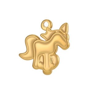 Polierter goldener Einhorn-Anhänger mit Spiegeleffekt und Rundöse für DIY-Schmuck