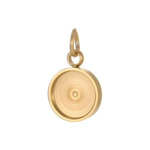 Minimalist gold stainless steel geometric round pendant with concentric circle ripples