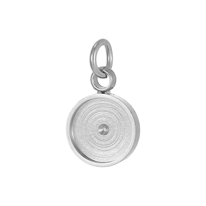 Polished stainless steel geometric round pendant tray for DIY jewelry necklace making
