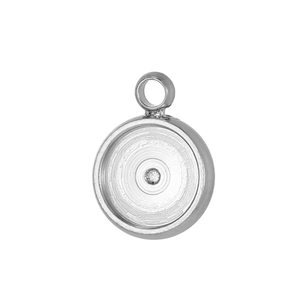 Minimalist stainless steel circular pendant base with concentric texture and silver finish
