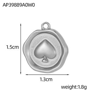 Macro view of a 1.5cm stainless steel wax seal pendant featuring a spade poker symbol