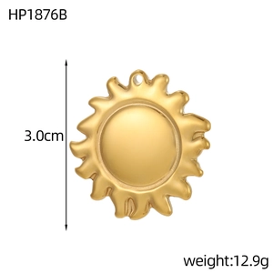 Detailweergave van een gouden zonnehanger van 3,0 cm met golvende stralen