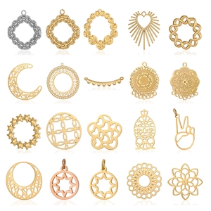 DIY Breloques de Pendentif Creux Géométriques en Acier Inoxydable pour la Fabrication de Bijoux Tendance Papillon Étoile Fleur Geste de la Main Collier Boucle d'Oreille Accessoire