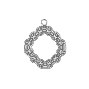 Silver steampunk pendant with square woven chain texture and top hanging ring