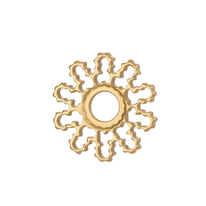 Steampunk gear pendant in warm gold finish with intricate镂空 floral geometry