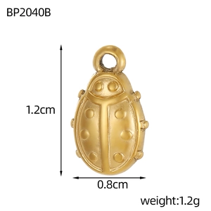 Golden ladybug charm pendant dimensions 1.2cm height and 0.8cm width specifications