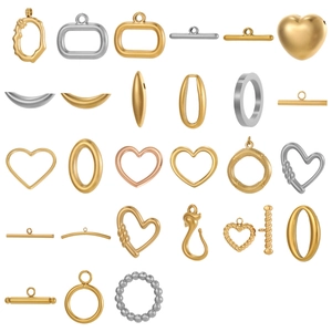 Vintage stainless steel heart and geometric charms for DIY jewelry making