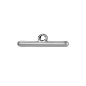 Macro shot of silver T-bar pendant with a small loop for DIY jewelry making