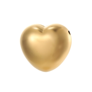 Close-up of heart-shaped gold stainless steel pendant with side hole for DIY jewelry