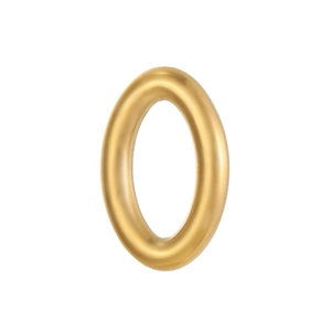 Close-up of golden oval metal link for DIY jewelry making and geometric accessories