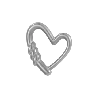 Detailed view of heart-shaped silver stainless steel screw lock connector for jewelry making