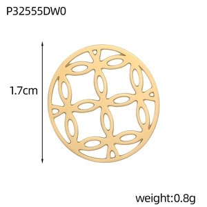 Detailed macro view showing a hollow round vintage golden stainless steel pendant