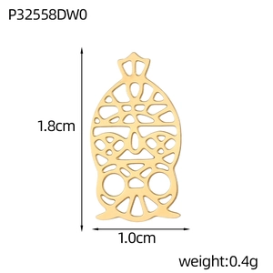 Pendentif géométrique en acier inoxydable doré avec motif totem abstrait 1,8cm x 1,0cm