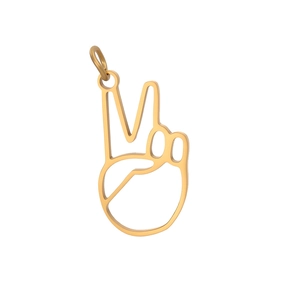 Pendentif doré ajouré en forme de signe V pour création de bijoux DIY tendance