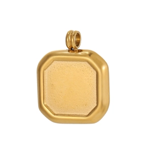 Minimalist gold octagon pendant in stainless steel with polished edges and matte center