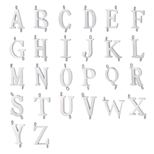 Electroplated Stainless Steel 26 Alphabet Letter Charms Double Hole DIY Jewelry Connectors For Necklace Bracelet Making