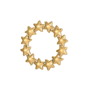 Golden stainless steel circular pendant with twelve interconnected matte stars