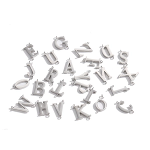 A to Z stainless steel letter charms with double holes for DIY jewelry making