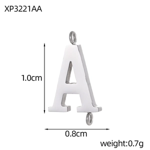 Double-hole stainless steel letter A pendant for DIY jewelry making in polished silver finish