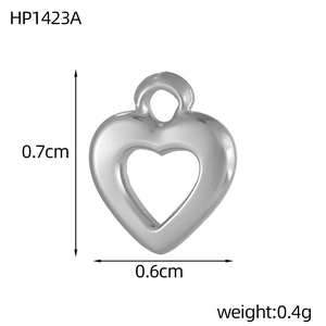 Polished silver hollow heart pendant 0.7x0.6cm for DIY jewelry making accessories
