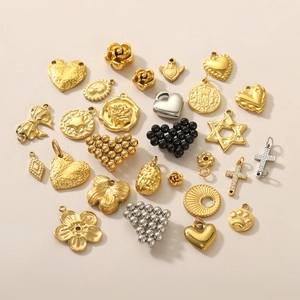 Colgantes vintage de acero inoxidable con corazón y rosa para hacer joyería
