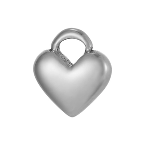 Colgante de corazón de acero inoxidable pulido plateado para crear joyas artesanales