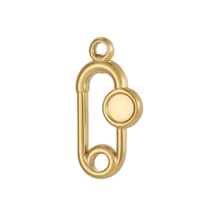 Golden stainless steel paperclip charm connector for DIY jewelry necklaces and bracelets