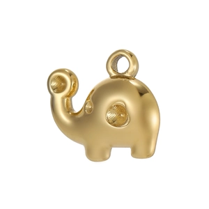 Polished gold elephant charm pendant in stainless steel for DIY jewelry making