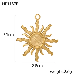 Vintage irregular geometric sunburst stainless steel pendant in a matte gold finish