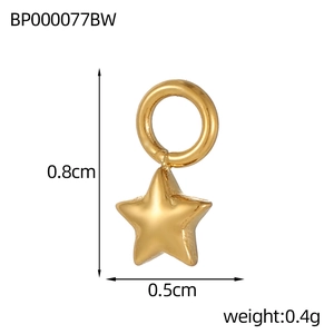 Nahaufnahme mit Maßen und Gewicht eines Mini Gold Sternanhängers für DIY Schmuck