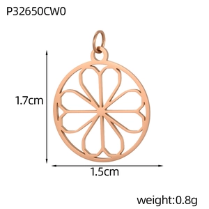 Détails du pendentif fleur ajouré en or rose de 1,5 cm avec dimensions précises