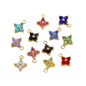 Twelve colorful zircon star flower pendants with gold plating for jewelry making